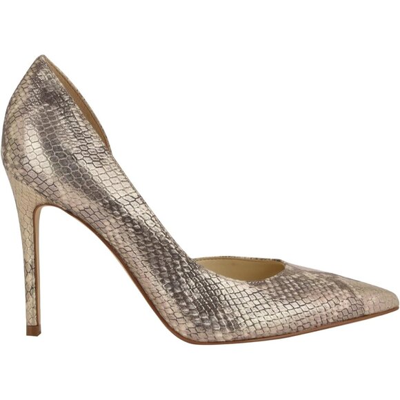 Nine West Women Gold Snake Polyurethane Closed Pointed Toe Heels Pumps - Picture 5 of 6